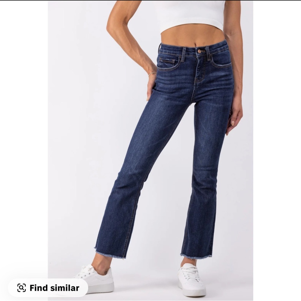 LOVERVET Take Me Higher High Rise Tummy Control Kick Flare Denim Jeans